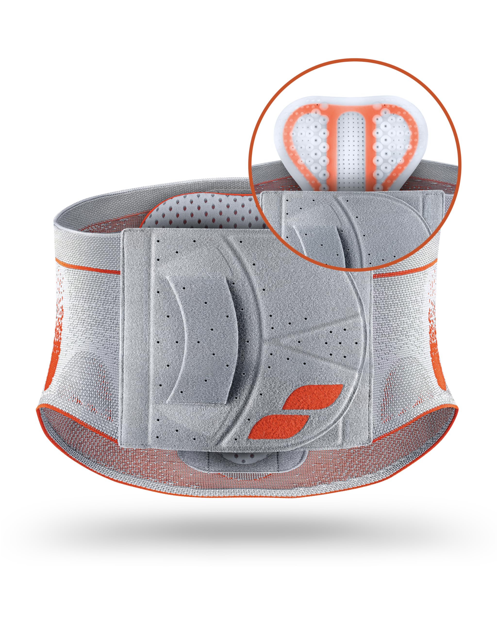SPORLASTIC – VERTEBRADYN SUPREME SENSO Lendenwirbelstütze gerade – Orthopäd. Rückenbandage mit AIR-MATRIX Silikonpelotte zur Unterstützung der Lendenwirbel – LWS-Orthese – Orangeblue Größe S