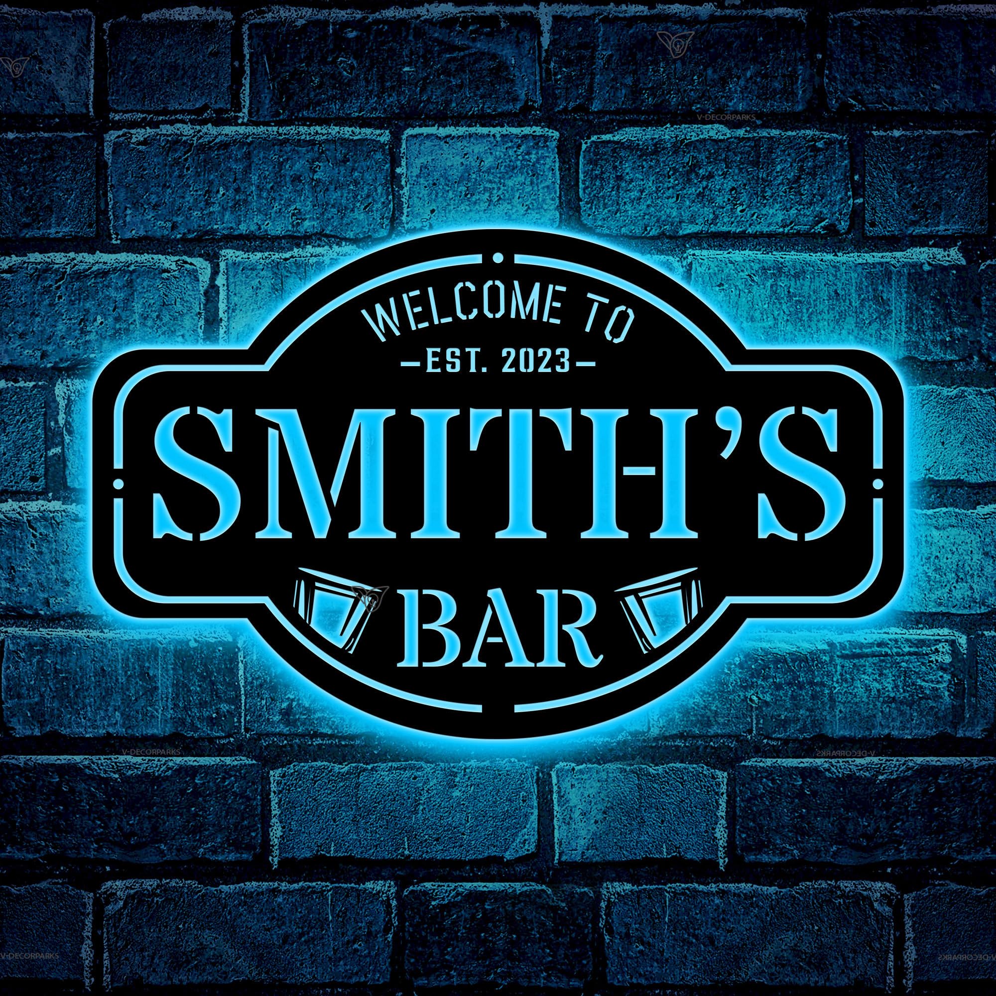 Custom Bar Sign LED Wooden Lights,Bar Decor,Custom Pub Sign,Man Cave Decor,Indoor Patio Sign,Personalized Bar Metal Wall Art