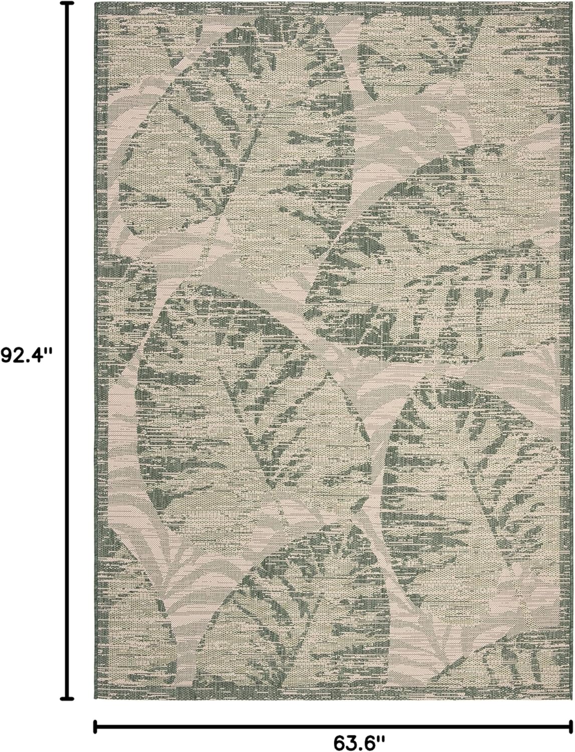 SAFAVIEH Washable Rug Outdoor Courtyard Collection - 5'3" x 7'7", Beige & Green, Non-Shedding & Easy Cleaning, Ideal for Patio, Backyard, Mudroom (CY7556-32212)
