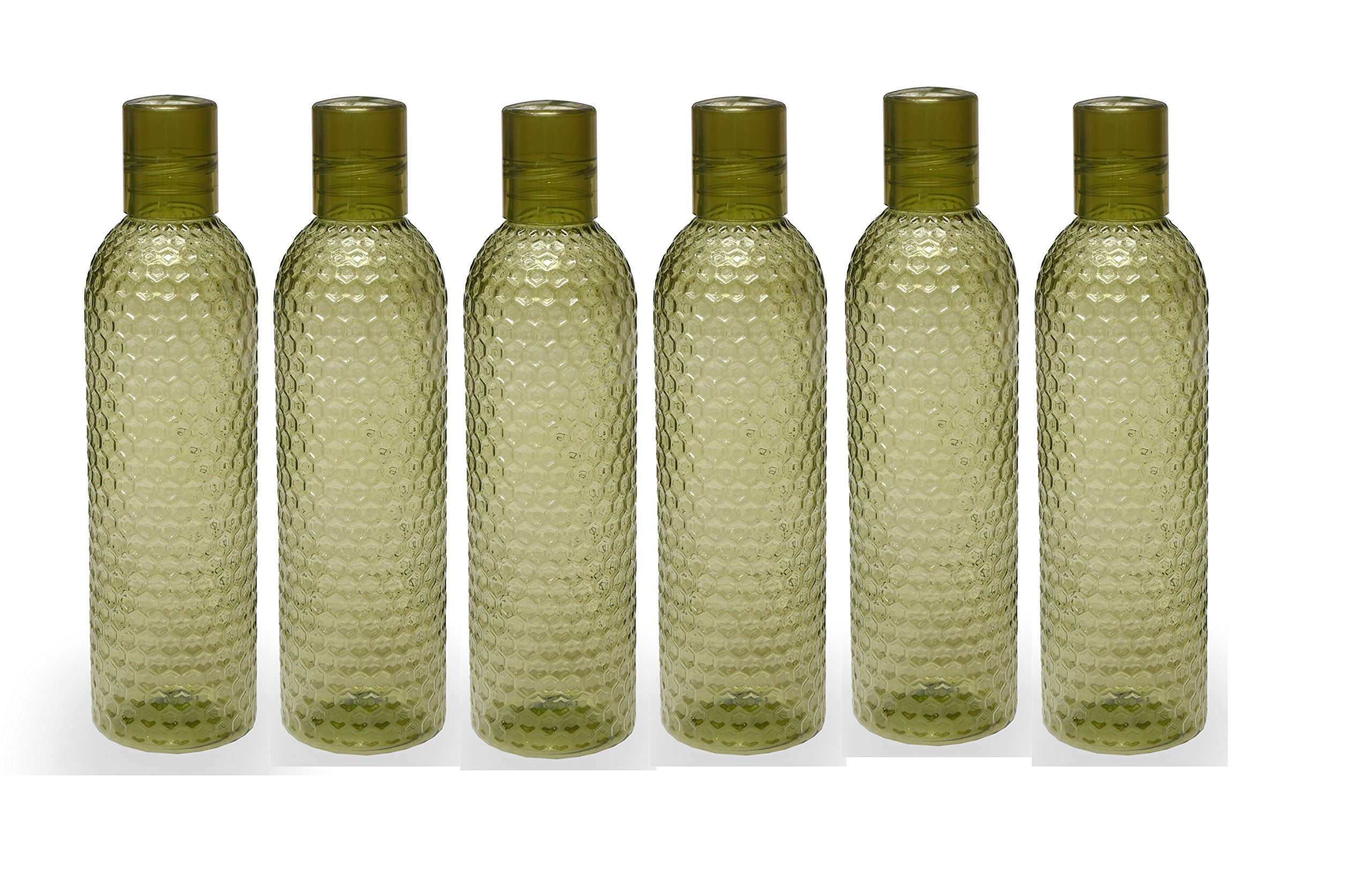 Jaypee Plus Plastic Fridge/Water Bottle 1 Litre Rio, Pack of 6 Green