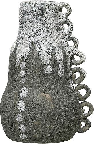 Creative Co-Op Portavelas con acabado volcán gris y blanco hecho a mano