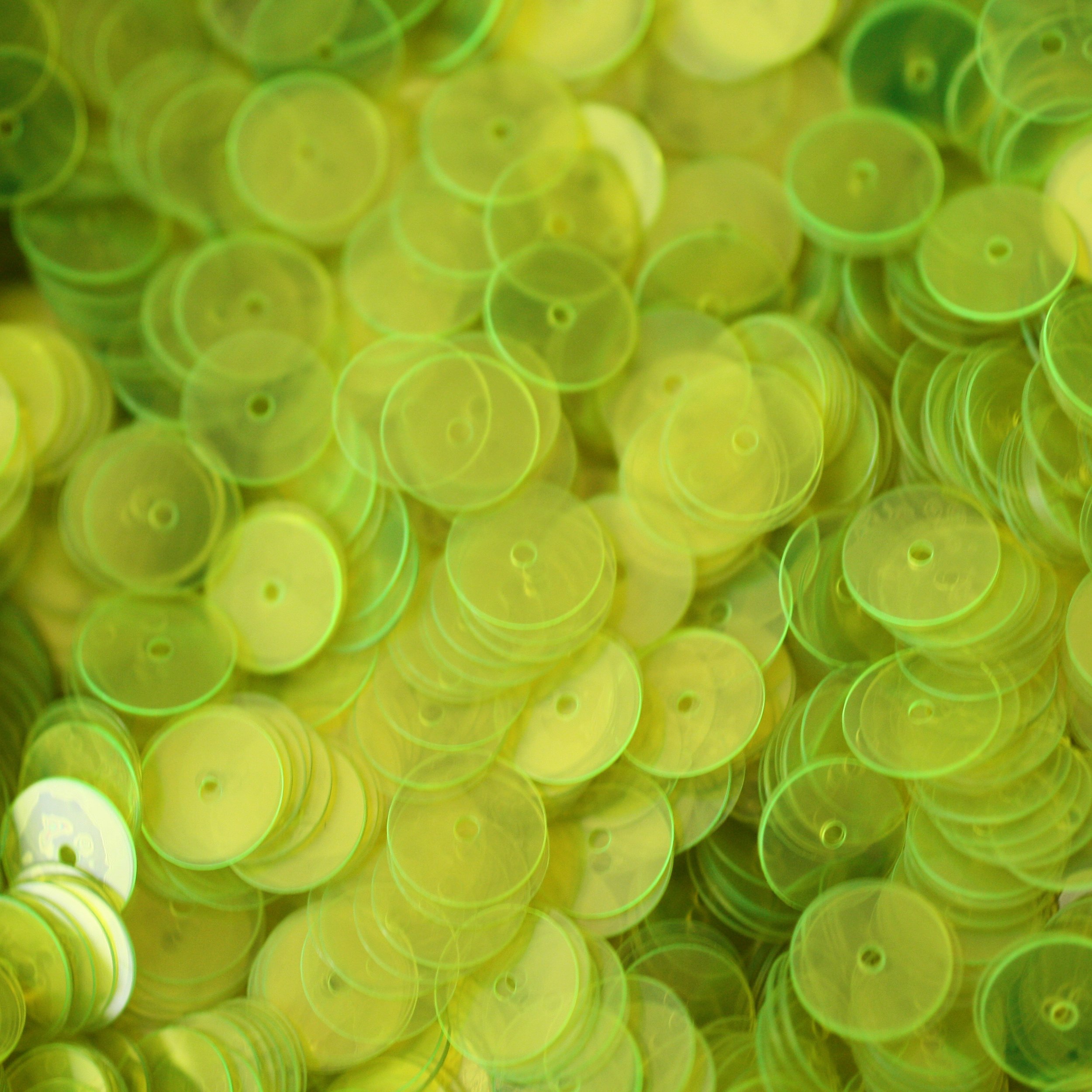 3mm Flat Round Sequin Paillettes ~ Transparent Fluorescent Yellow See-Thru ~ Loose Sequins for Embro