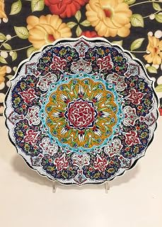 IstanbulArtWorkshop 12'' Handmade Decorative Ceramic Plate For Display,Hand Painted Decorative Ceramic Wall Plate,Turkish Ceramic Plate For Hanging