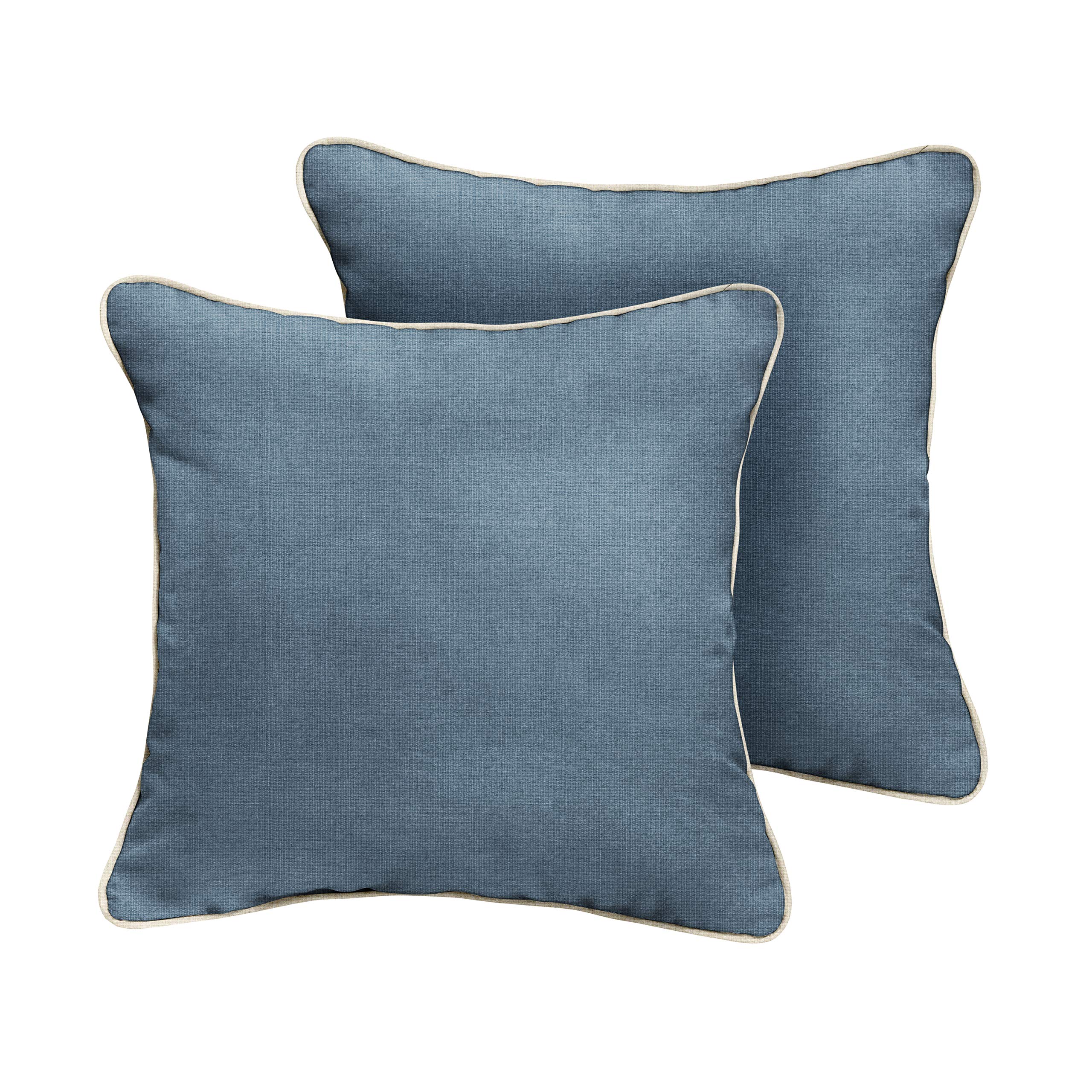 Mozaic Home AMZ346221SP Indoor/Outdoor Sunbrella Pillow Set, 18 in W x 18 in D x 6 in H, Denim Blue