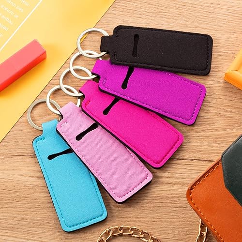 Miniatura 5 de Boao 10 Pieces Lipstick Keychain Holder Lip Balm Holder Keychain Clip on Sleeve Colorful Lipstick Pocket Keychain Bag Accessories for Women