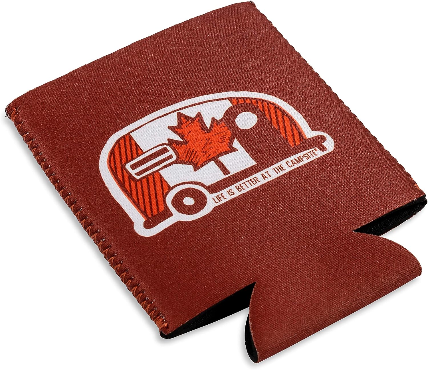 Camco Life Is Better at The Campsite Skinny Cozie Can Coolers | Features 4 Unique Camper/RV Themed Designs | 4-Pack (53309)
