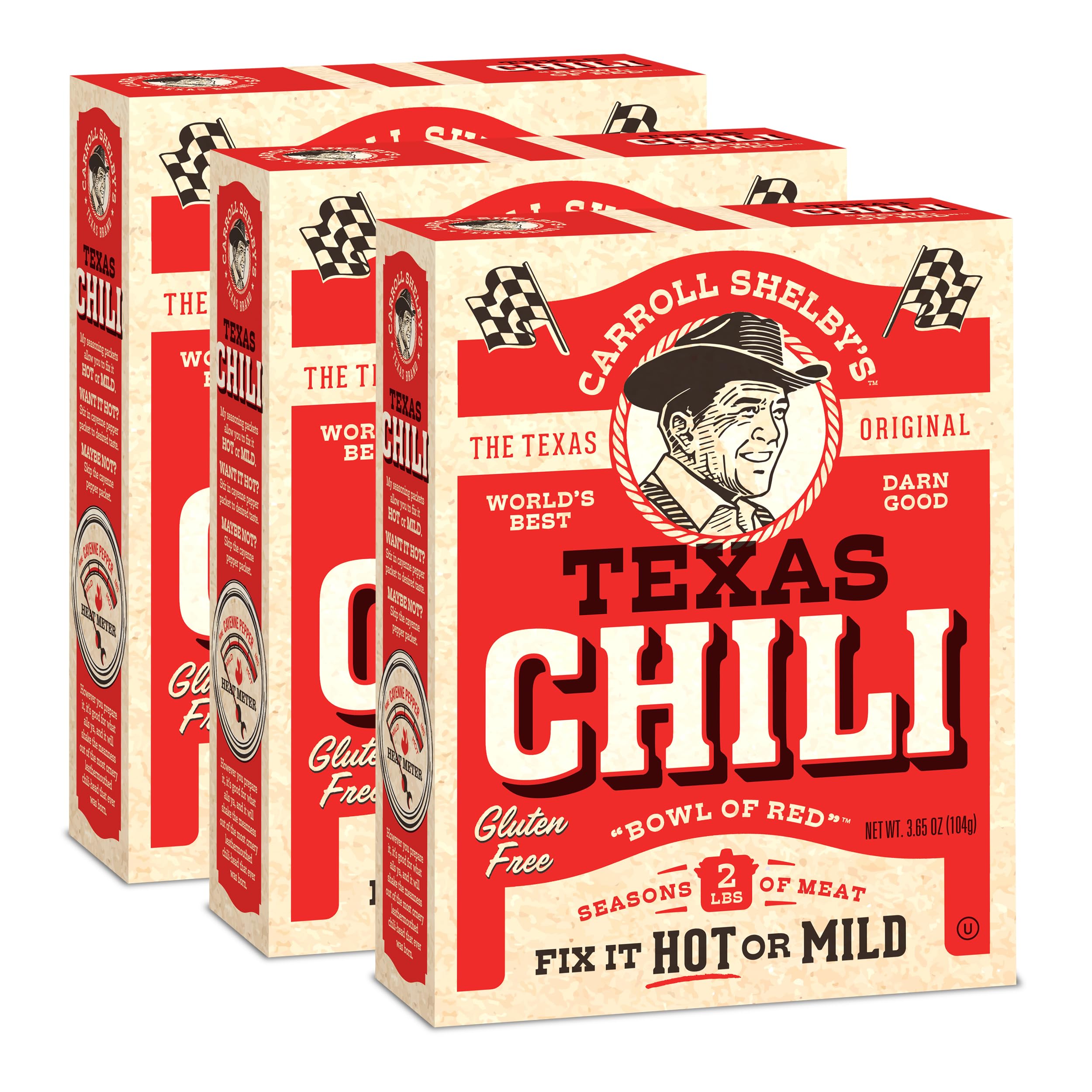 Carroll Shelby's Original Texas Brand Chili Kit 3.65oz Box (Pack of 3)