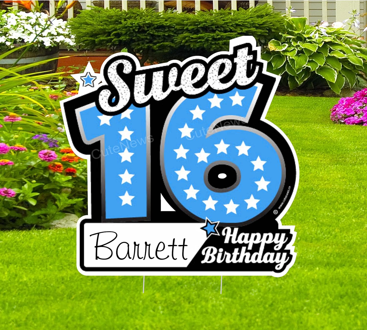 16th Birthday Yard Sign, Happy Sixteen Party Lawn Decoration, Outdoor Personalized Card, Turning 16 Celebration, Photo Booth Prop, Custom Banner, Gift for Teen Girl/Boy, Art (Lavender)