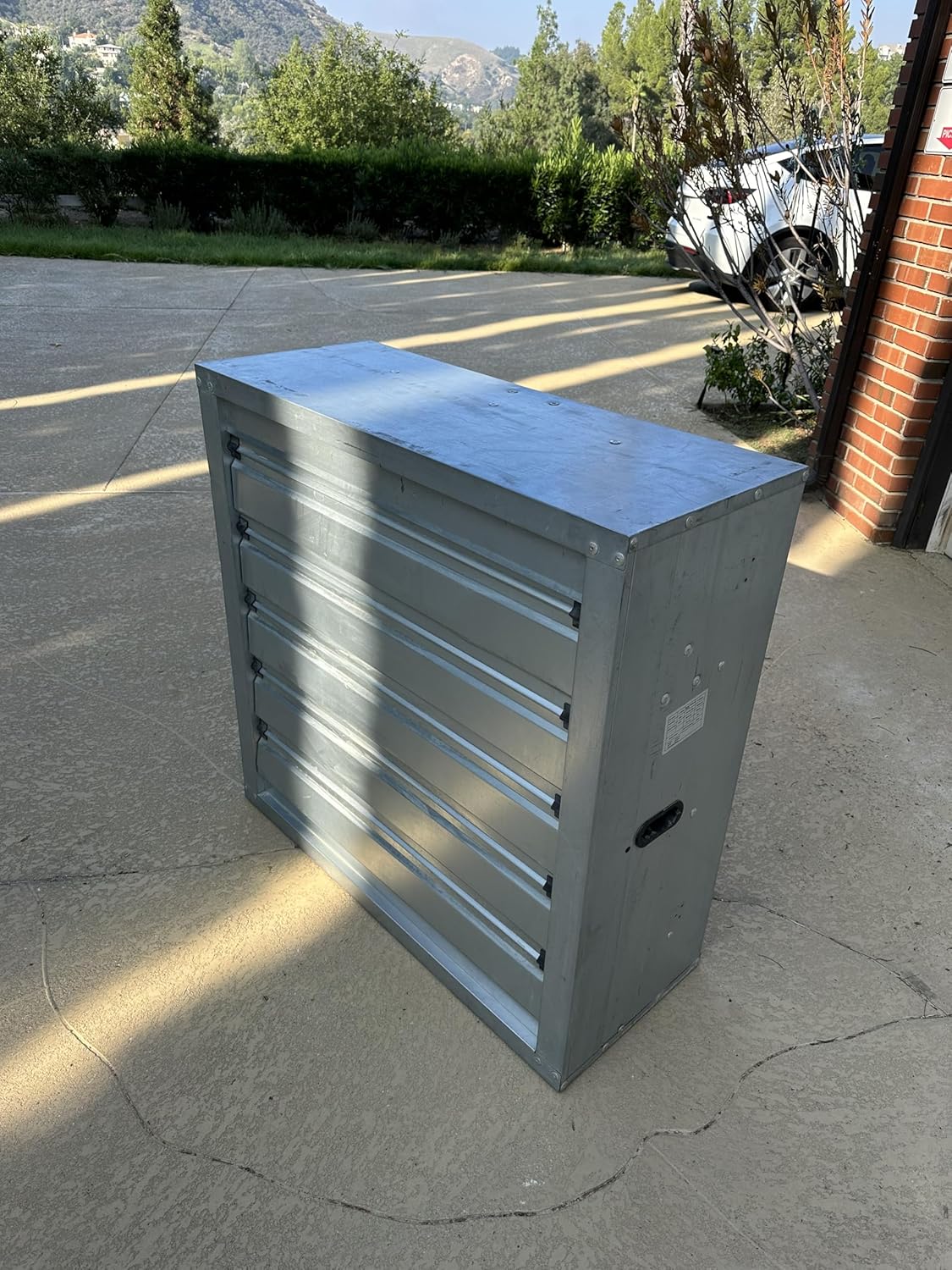 One 40" Belt Driven Greenhouse Exhaust Fan with Shutter, 40" Square Housing, 36" Blade, 18500 CFM, Commercial Agricultural Barn Shop Warehouse Ventilation Fan, 1HP 110V Motor, Open Box Condition