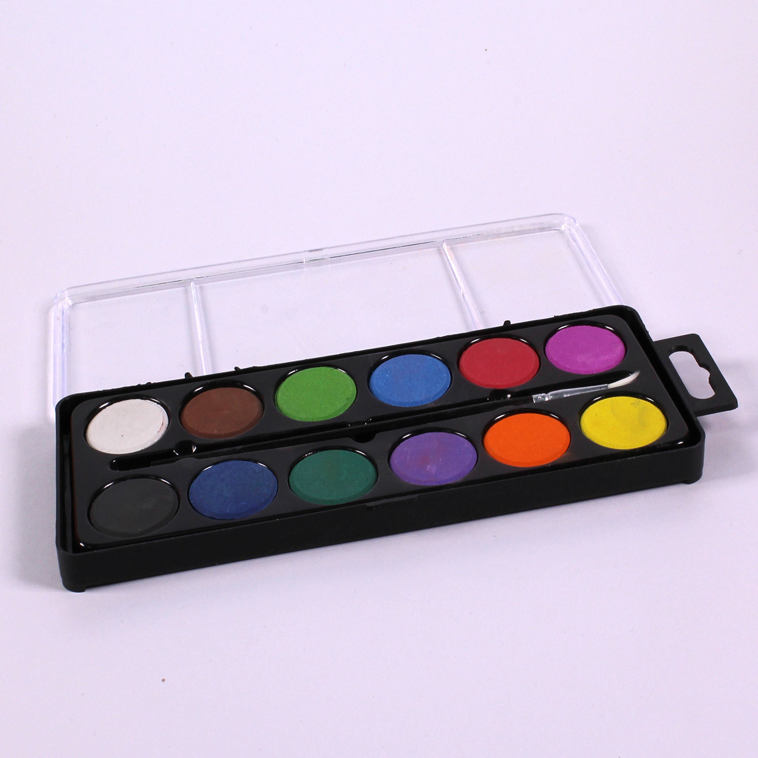 12 Disc Ready Mixed Watercolour Paint Palettes with Brush by BCreative ®