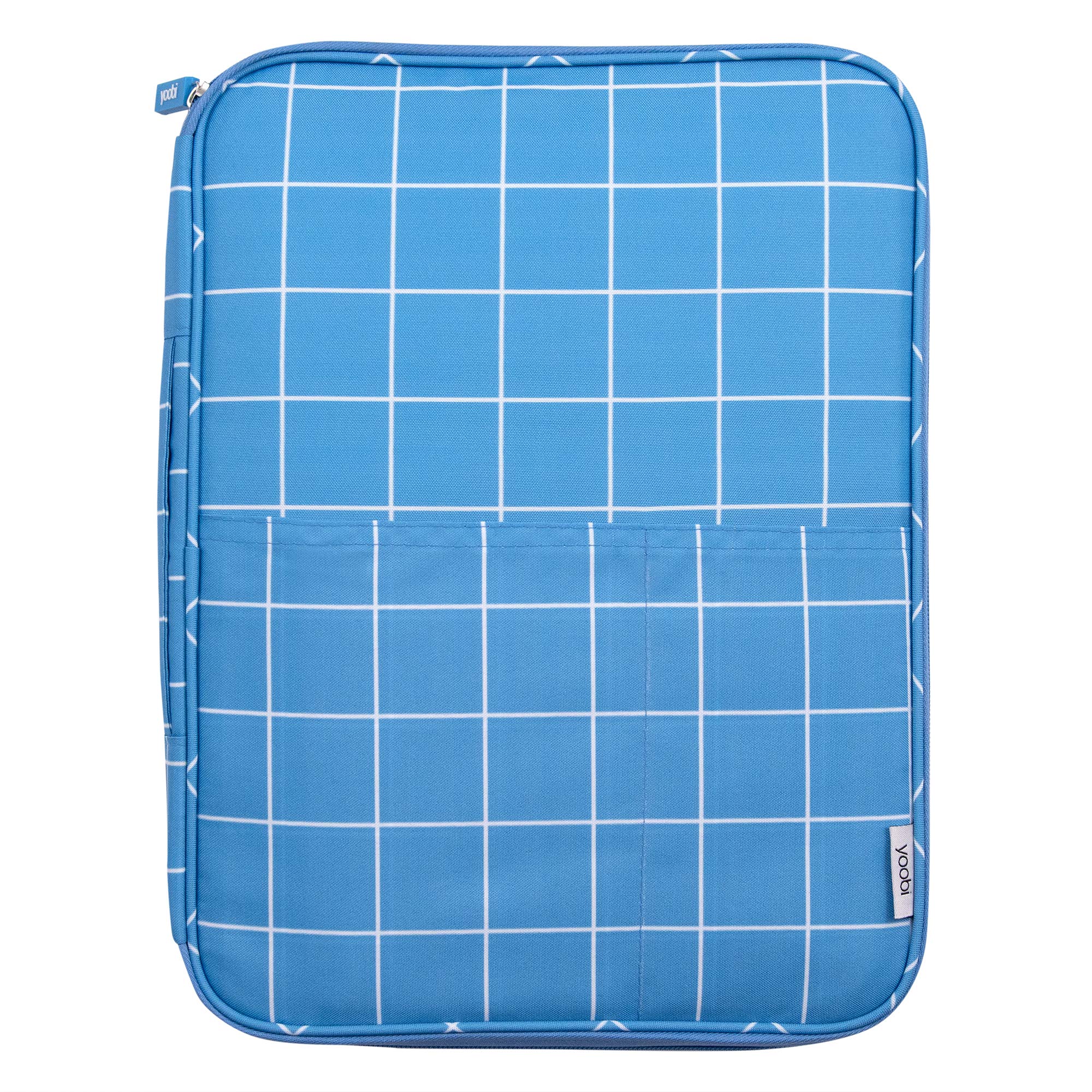 Yoobi | Document Organizer with 2 Zippers | Cornflower Grid, Cornflower Blue (YOOB1202457)