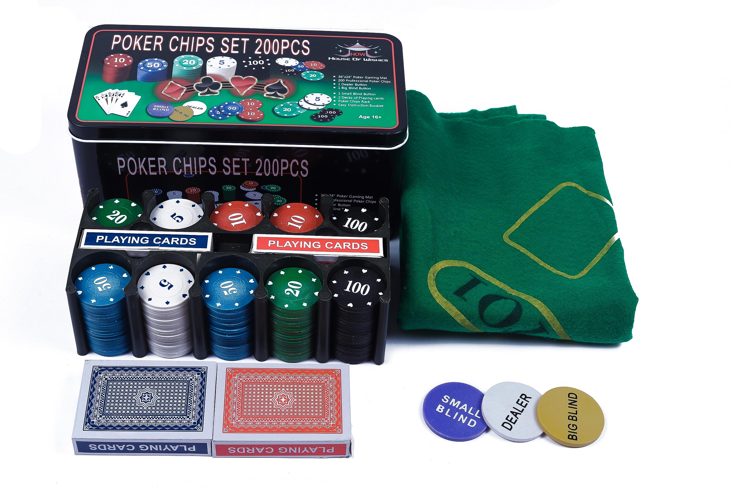 See full amazon price history chart for HOW (HOUSE OF WISHES) with Device 200 Chips/Coins, Cards, Mat, Dealer/Blind Tokens Poker-Set 200 (Tin Case Safe Pack) HOW (HOUSE OF WISHES) with Device 200 Chips/Coins, Cards, Mat, Dealer/Blind Tokens Poker-Set 200 (Tin Case Safe Pack) (B07M6X26YK) Amazon Price History, Amazon Price Tracker