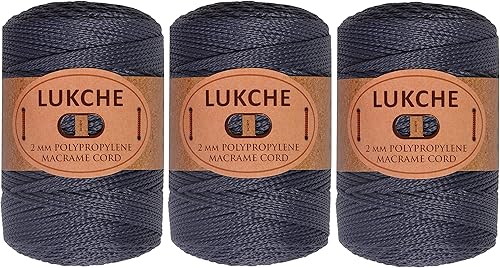 Cordón de macramé de poliéster de 0.059-0.079 in, 3 madejas (3 x 153 yardas), cuerda de macramé 100% polipropileno de alta calidad, bolsa de macramé
