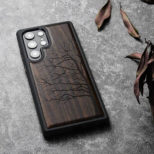 Miniatura 3 de Carveit Funda de madera para Galaxy S22 Ultra madera natural y TPU suave a prueba de golpes, diseño de madera único y elegante, compatible con