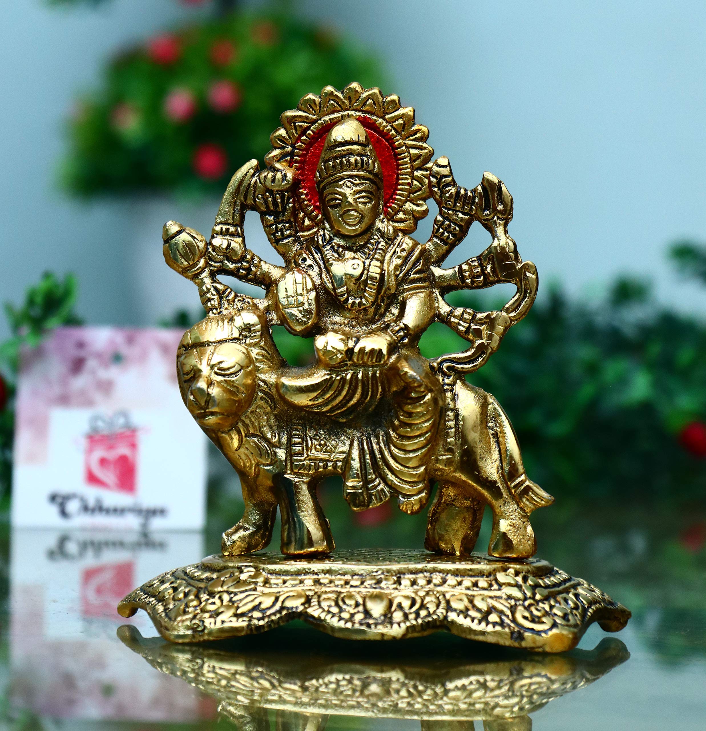 CHHARIYA CRAFTSDurgaji Maa Murti for Home Decorative Showpiece - 14 cm (Metal Alloy)