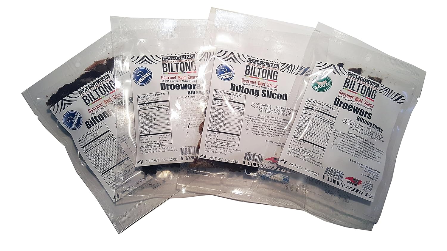 Carolina Biltong Jerky Sampler Bush Pack 1 oz Sampler