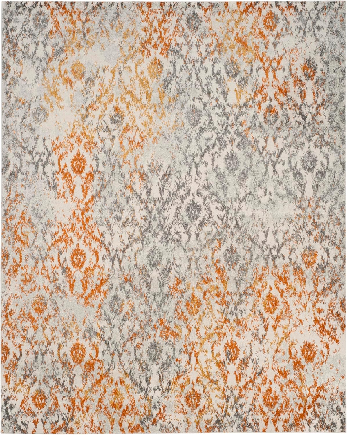 SAFAVIEH Area Rug 8x10 - Madison Collection - Large - Cream & Orange, Boho Chic Distressed Design, Non-Shedding & Easy Cleaning, Ideal for Living Room, Bedroom, Office, Dining Space (MAD608K)