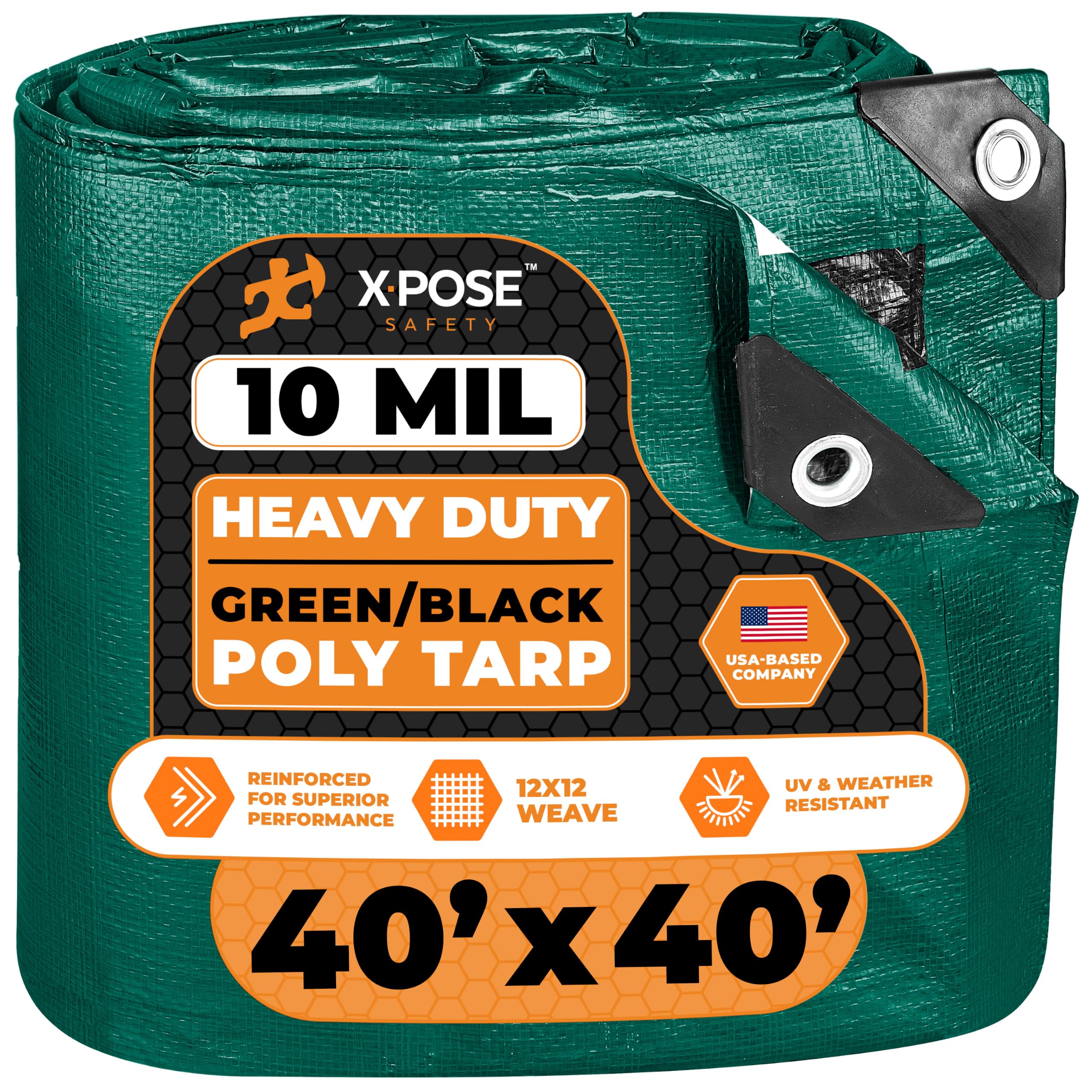 thick tarp Heavy Duty Poly - 40' X 40' - 10 Mil Waterproof, UV Blocking Protective Cover - Reversible Green and Black - Laminated Coating - Grommets PowUnity BikeTrax 4G – Bulk Discount Choose Option:Pedal - Platform Aluminum 9/16