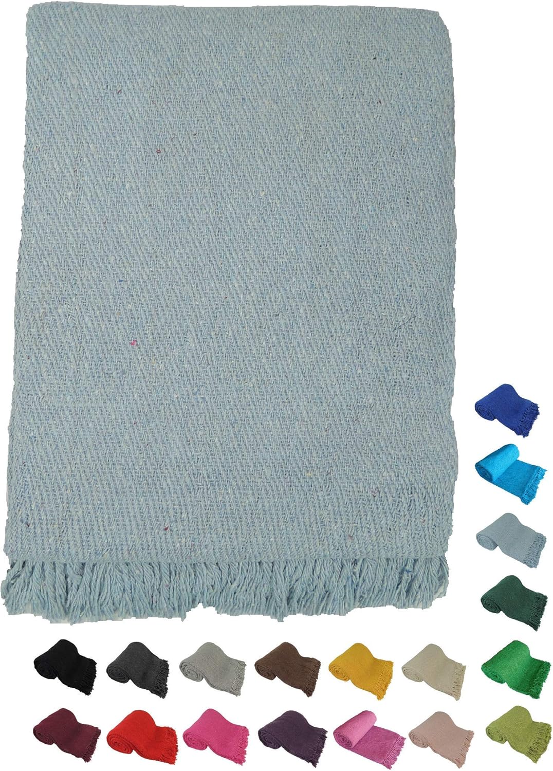 Kakaos Deluxe Solid Color Yoga Blankets with Matching Tassels (Light Blue) Sports