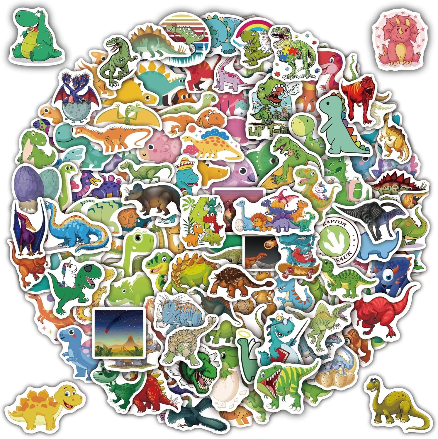 200 Pcs Cute Dinosaur Stickers for Kids, Water Bottle Stickers for Kids Waterproof, Vinyl Laptop Kids Stickers Pack, Kids Classroom Prizes for Elementary Students