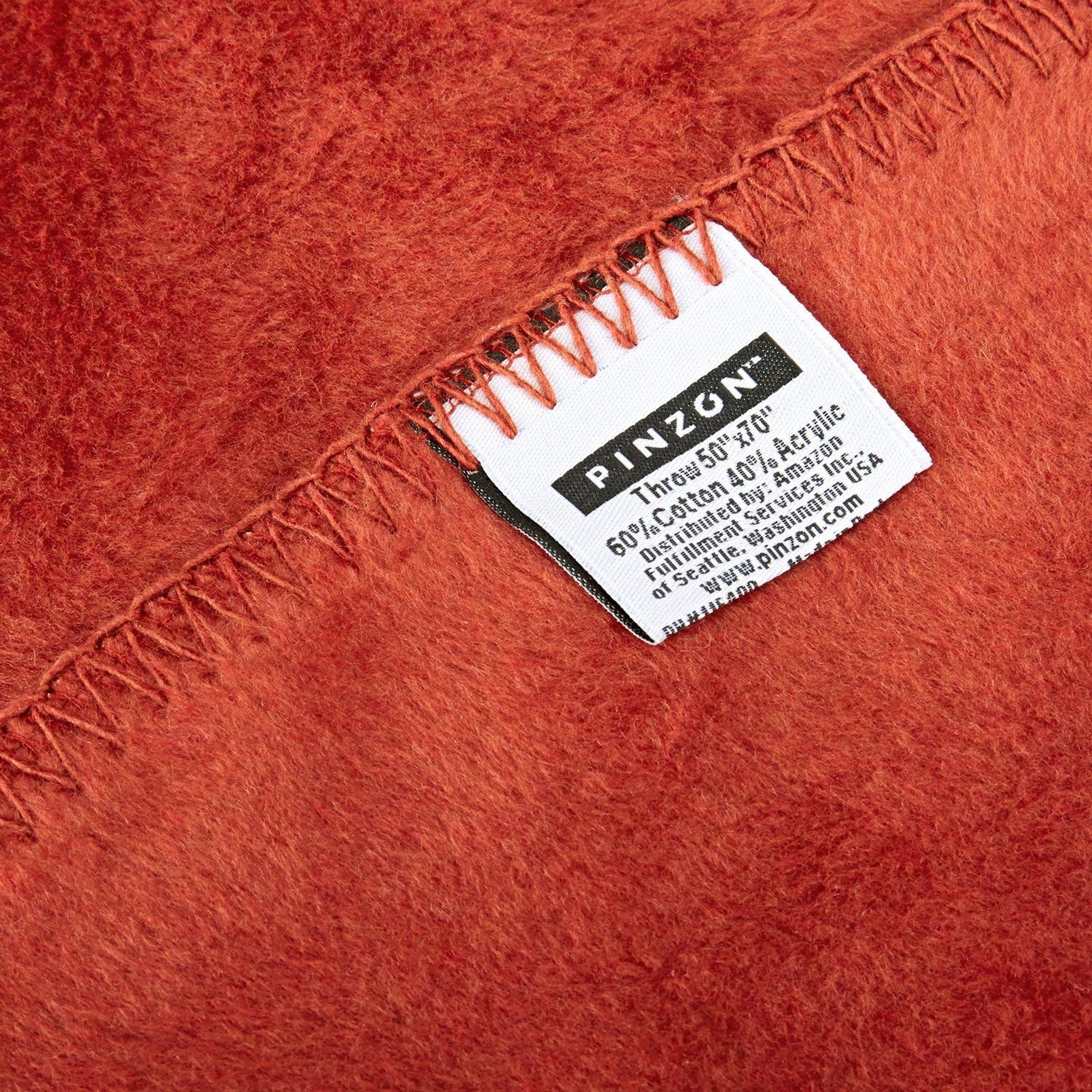 Amazon Brand – Pinzon Plush Cotton Throw - Burnt Orange