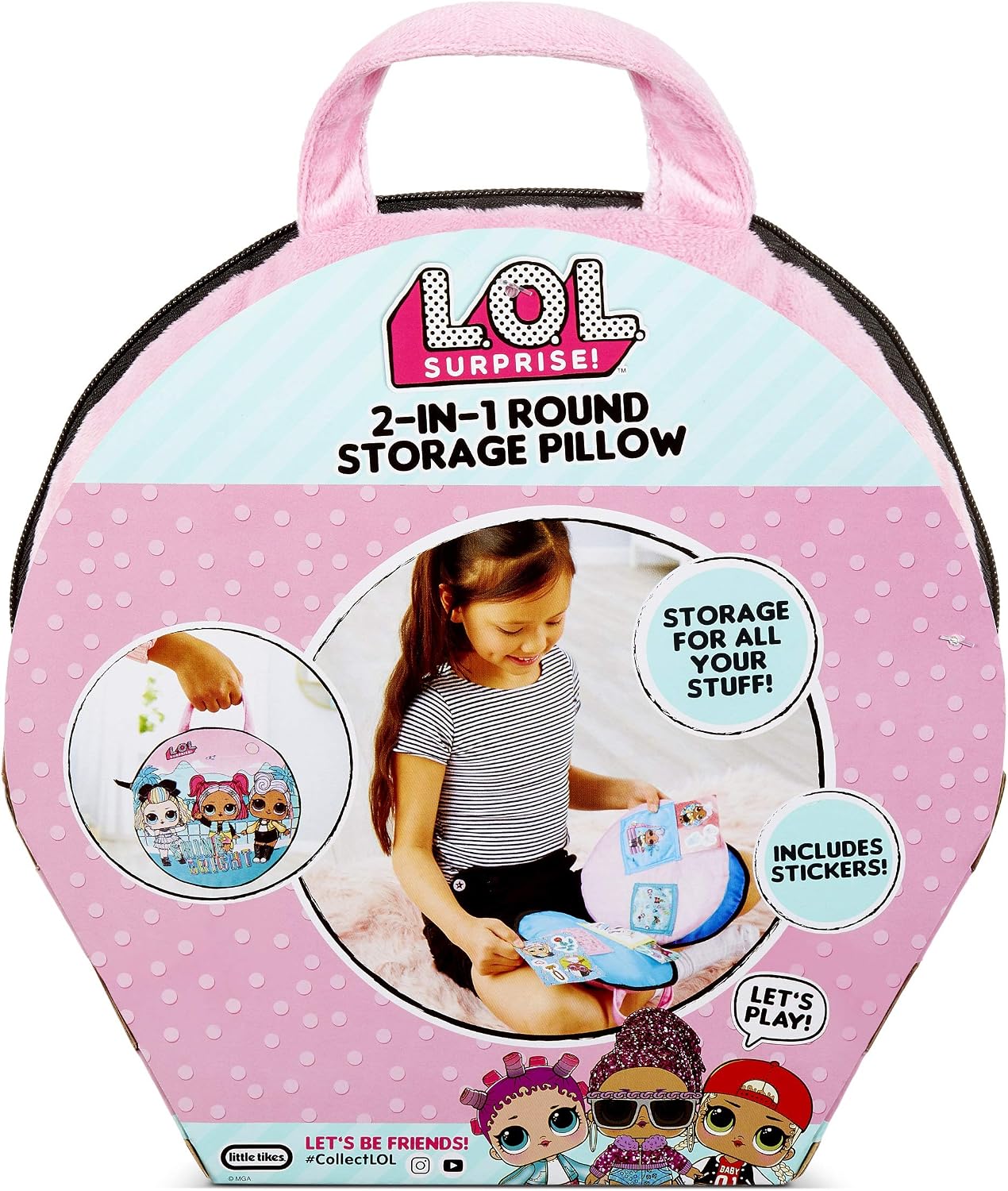 L.O.L. Surprise! 2-in-1 Round Storage Pillow with Secret Compartments