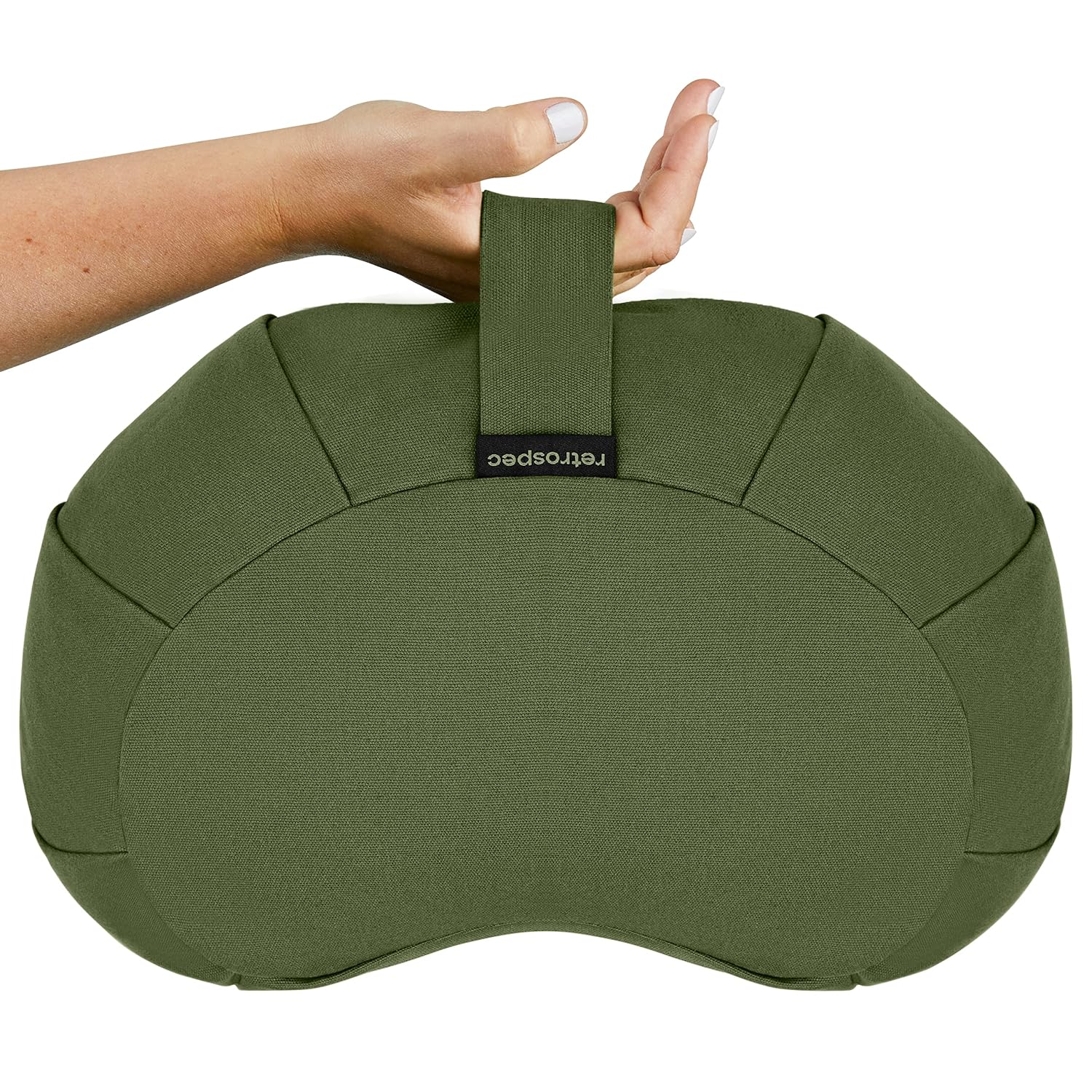 Retrospec Sedona Zafu Meditation Cushion with Buckwheat Hull Fill - Adjustable Yoga & Pilates Equipment Support - 17in Crescent Cotton Cover, view 6