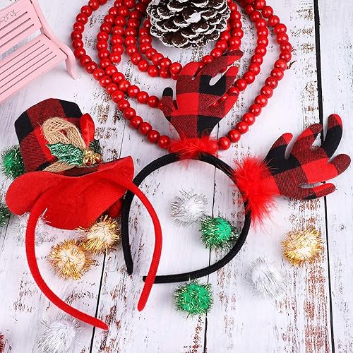 Miniatura 4 de URATOT Paquete de 8 diademas de fiesta de Navidad, disfraz de fiesta de Navidad, diademas de reno, cabina de fotos de Navidad, para recuerdos de