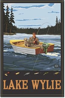Lake Wylie South Carolina Fisherman In Boat Forest Giclee Archival Canvas Print Wall Art Décor for Home & Office from Travel Artwork by Artist Paul A. Lanquist 30" x 45"