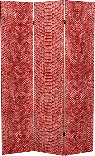 Miniatura 7 de Red Lantern Divisor de habitación de lona con estampado de cocodrilo negro de doble cara de 6 pies de alto, 3 paneles, pantalla de privacidad