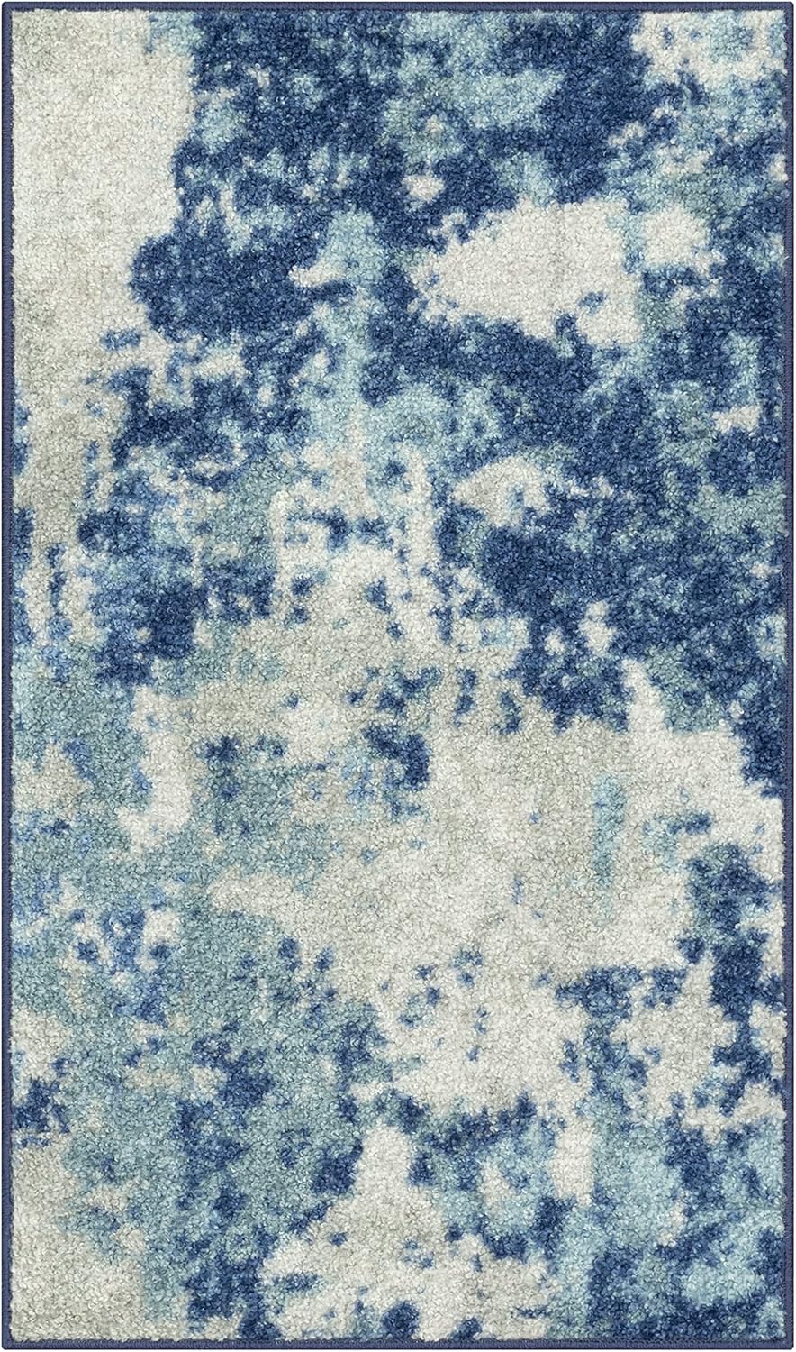 Maples Rugs Horizon Modern Abstract Area Rug - Made in USA - Washable, Non Slip Indoor Carpet for Entryway, Foyer, Kitchen, and Bathroom, 1'8 x 2'10, Arctic Blue 1'8" x 2'10" (Rectangular) Arctic Blue