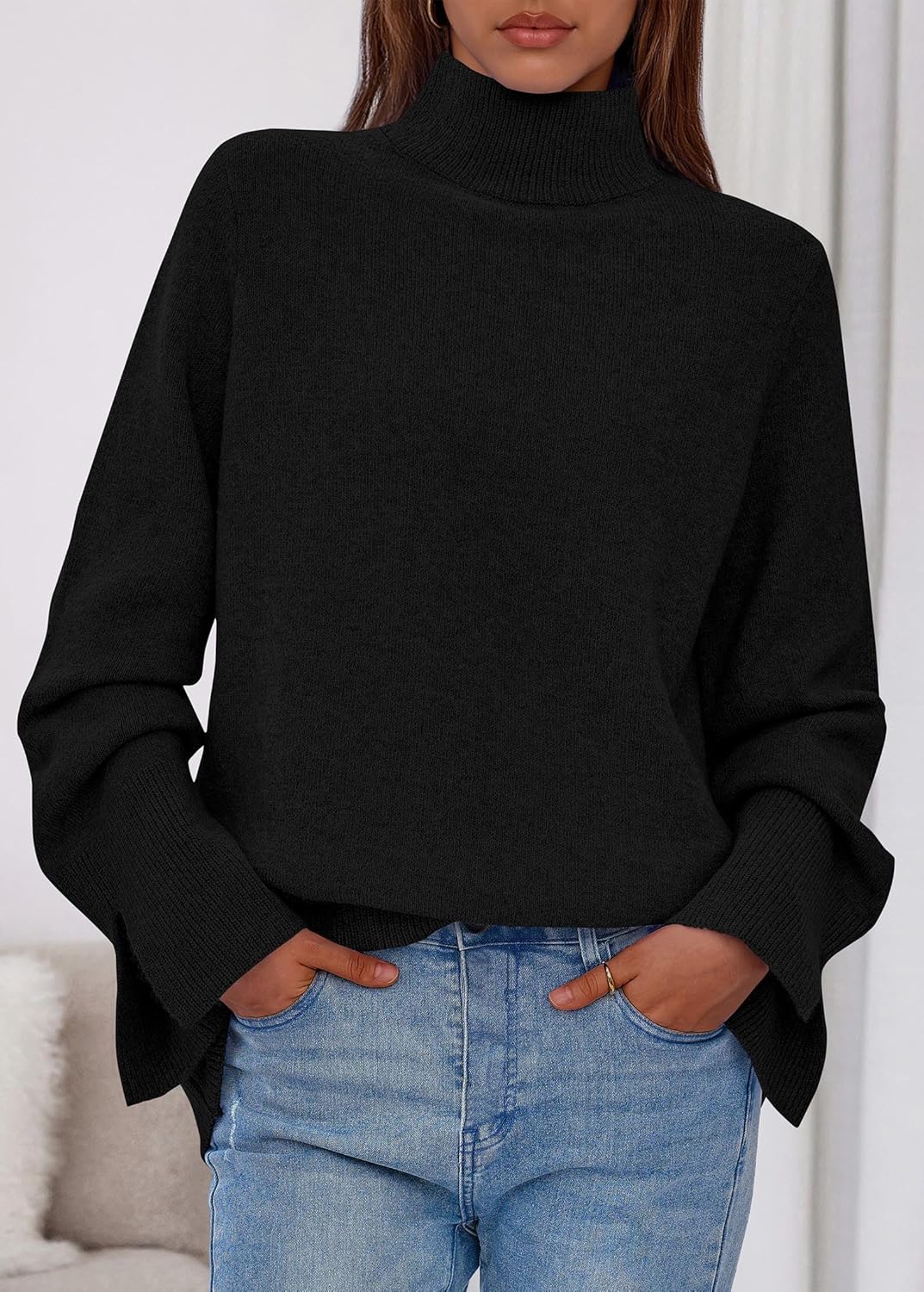 KIRUNDO Fall Sweaters for Women 2025 Turtleneck Ribbed Long Sleeve Casual Loose Knit Pullover Tops Fashion Winter Clothes - Image 3