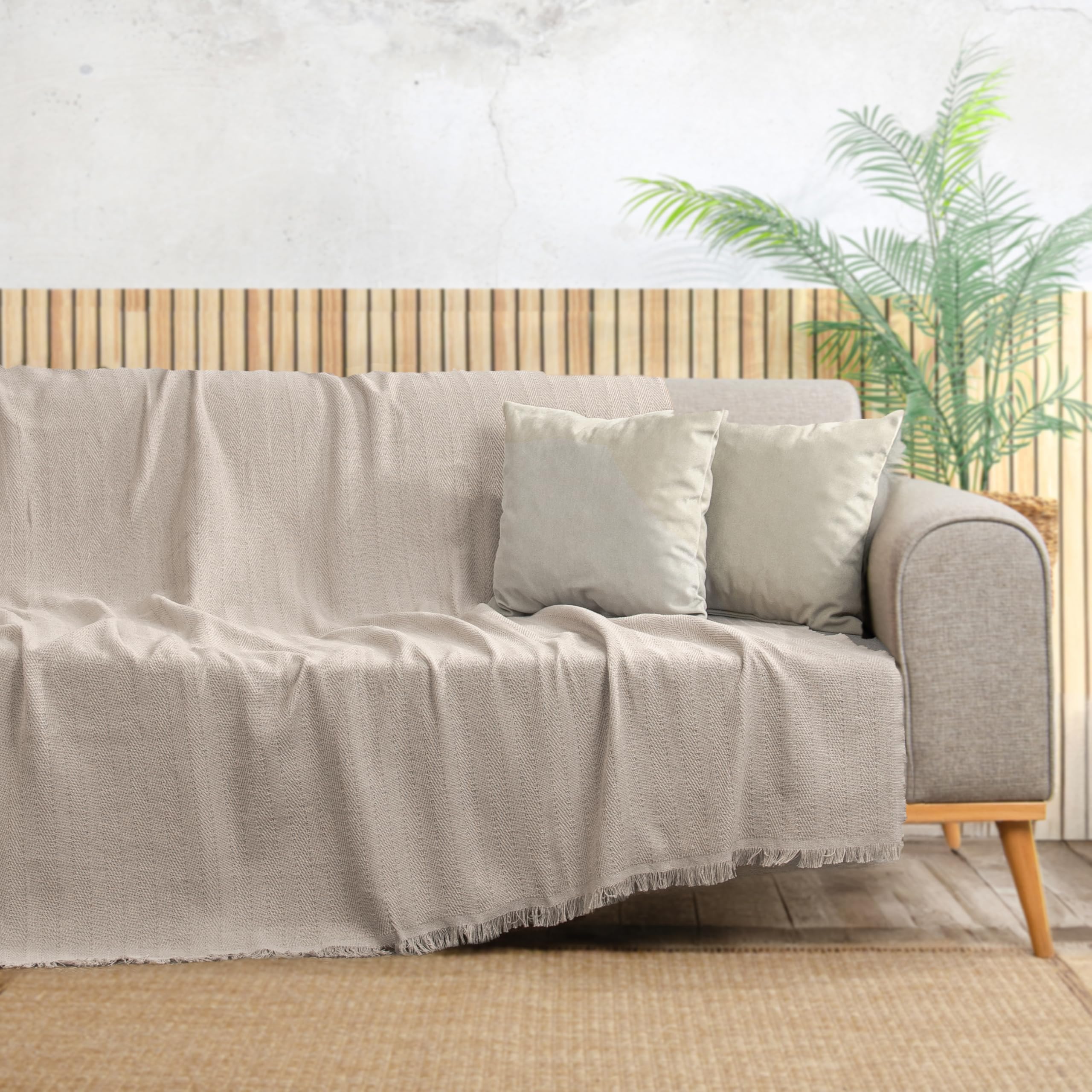 Milam London Bed Throw King Size, Beige, 220 x 240 cm - Image 2
