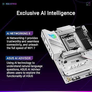 ASUS ROG Strix B850-A Gaming WiFi AMD AM5 B850 ATX Motherboard 14+2+2 Power Stages, DDR5 AEMP, 2.5G LAN, WiFi 7 with Q-Antenna, 4X M.2, PCIe 5.0, USB 20Gbps Type-C, AI Networking II, ASUS AI Advisor