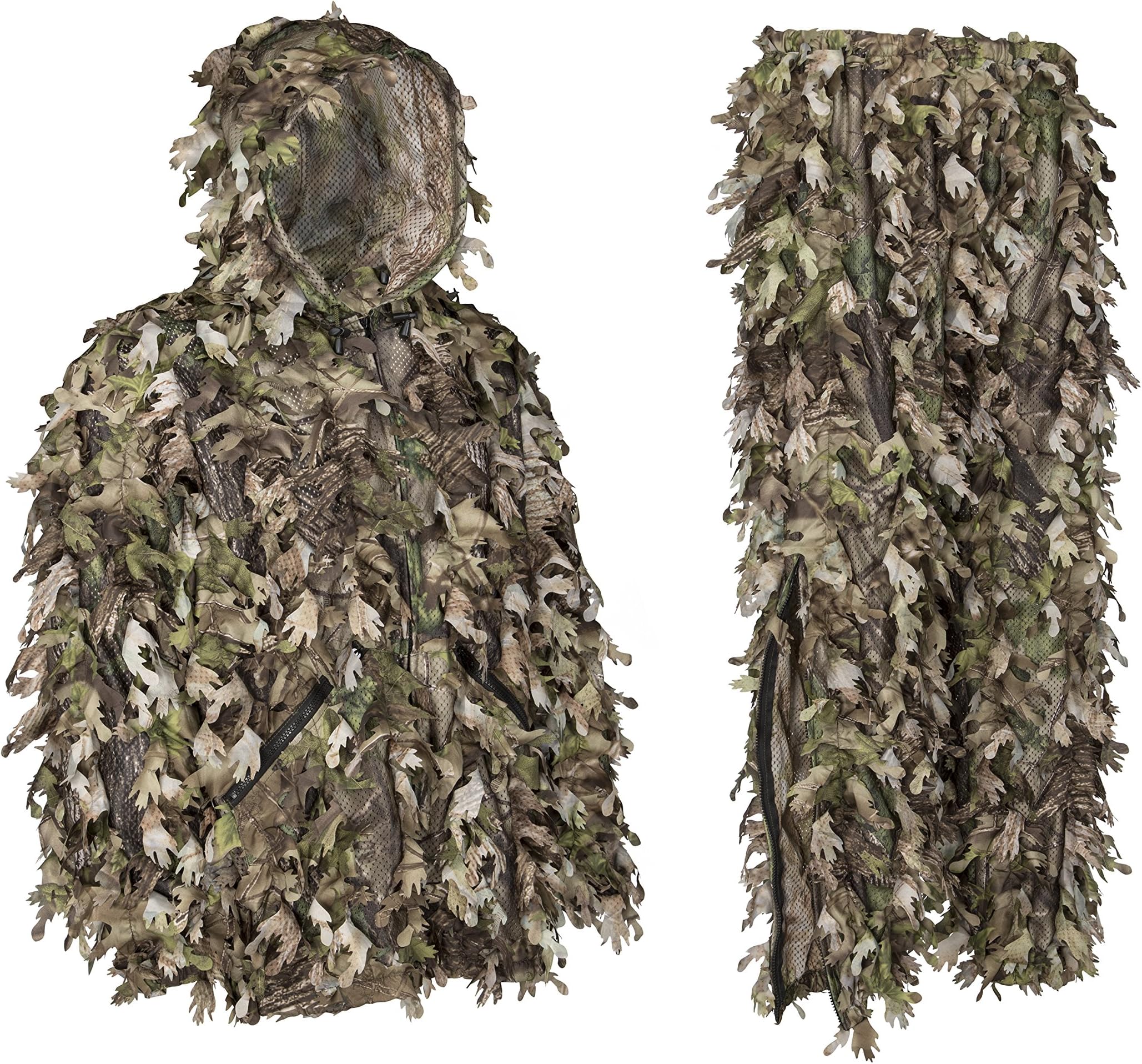 North Mountain Gear Ghillie Suit - Camo Hunting Suit - 3D Leafy Suit - Woodland Camouflage Jacket & Pants - Breathable