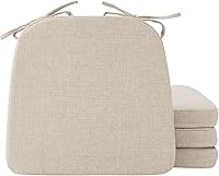 Ruqmuis D-Shaped Dining Chair Cushions 2" Thick Seat Pads, Non-Slip Washable Covers & Ties, 17x16 Set of 4 Beige