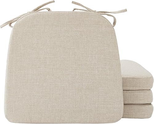 Cojines para sillas de comedor, cojines de asiento de 2 pulgadas de grosor para sillas de cocina, cojines en forma de D con funda lavable, lazos y