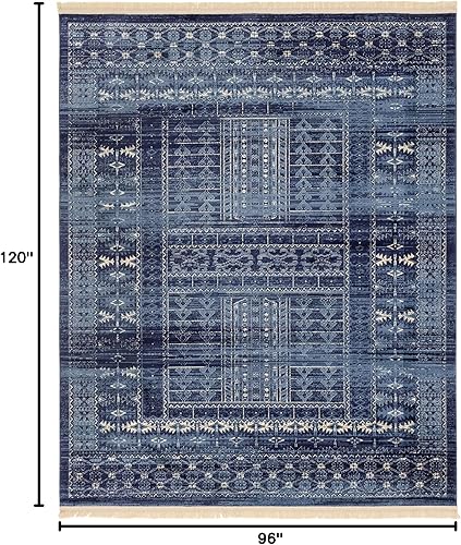 Miniatura 6 de Unique Loom District Collection - Alfombra de área - Sequoia (2 pies x 8 pies, azulazul marino)