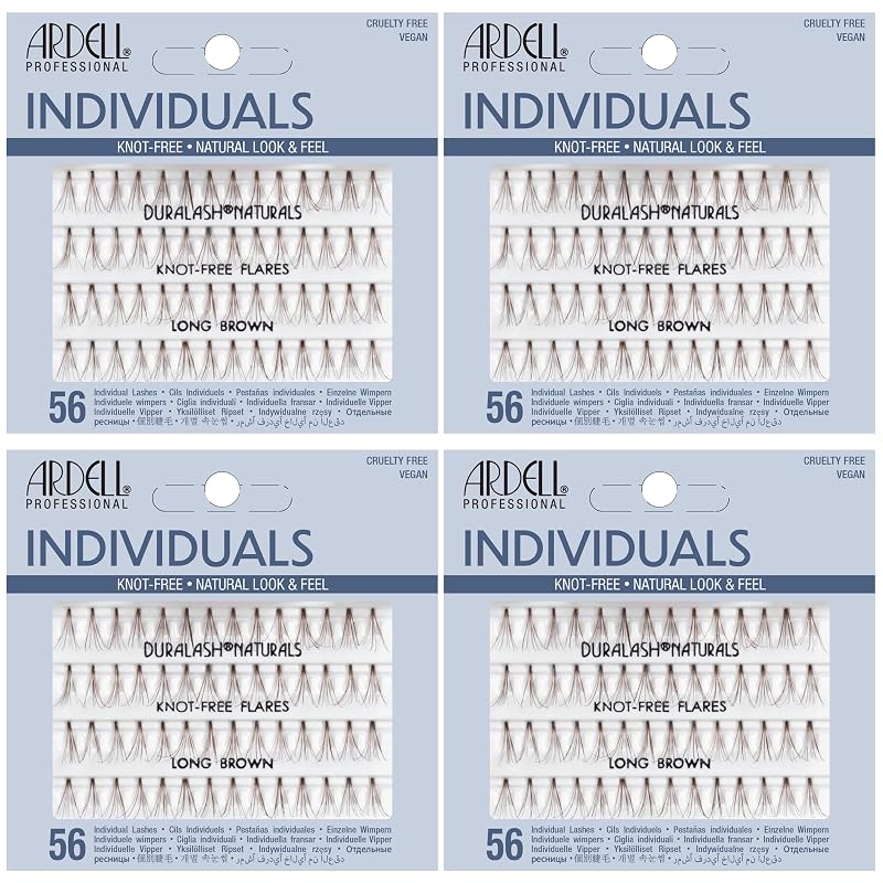 Cílios postiços individuais Ardell Long Brown, 4 pacotes