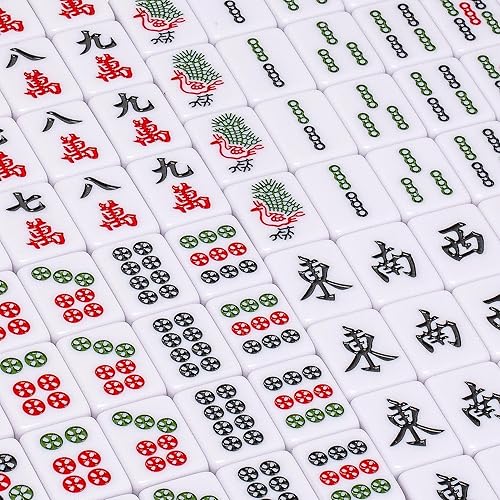 Miniatura 30 de Yellow Mountain Imports - Set de Mahjong chino, marfil clásico, con 146 fichas pequeñas de color marfil, estuche de vinilo, indicador de viento