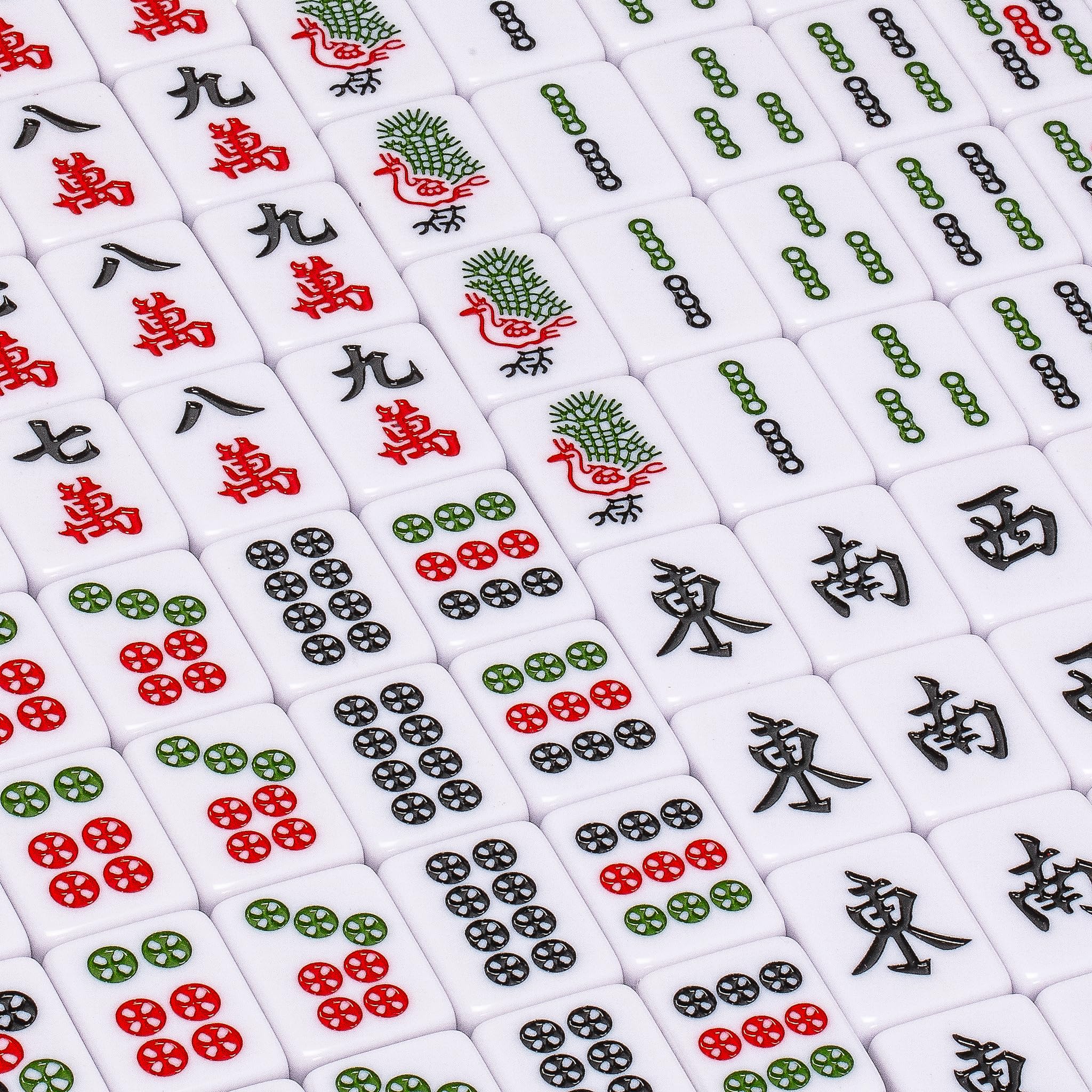 Yellow Mountain Imports “Bleau Royal” Jeu de Mahjong Chinois avec 146 tuiles Taille Moyenne (Coffret Vinyle Bleu) – exclusivement pour Jeu Chinois [「皇天藍」中國麻將]