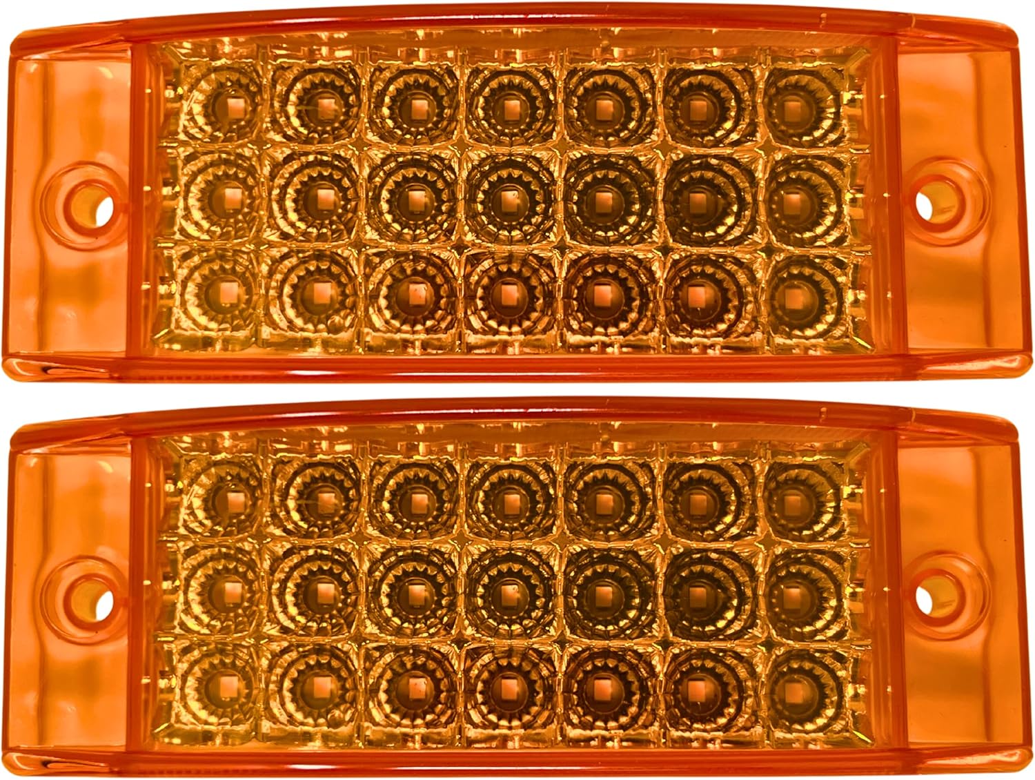 Qty 10 Amber 6" 21 LED Side Marker Clearance Light Rectangle 12V Truck Trailer Camper Boat Marine 6x2 Rectangular Surface Mount [Sealed and Waterproof]