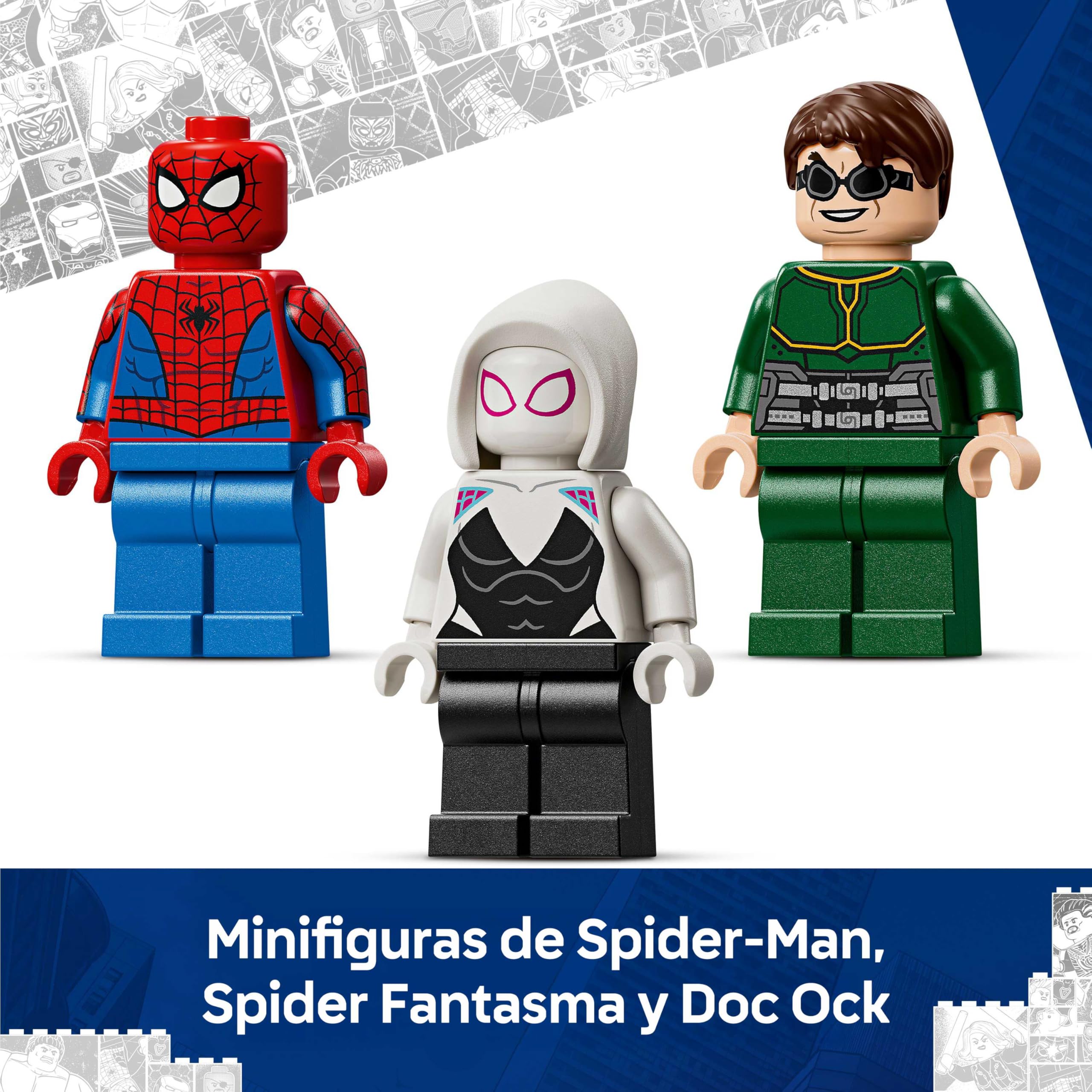LEGO | Marvel Batalla de Armaduras Robóticas: Spider-Man vs. Doc Ock - Superhéroes de Juguete - 2 Figuras de Acción, 3 Minifiguras Inc. Spider Fantasma, Cañones - Regalo para Niños de 6+ Años - 76338