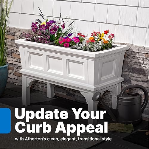 Miniatura 2 de Step2 Atherton - Maceta elevada, macetas grandes para plantas al aire libre, jardinería y maceta para patio o porche, fácil drenaje, plástico Blanco