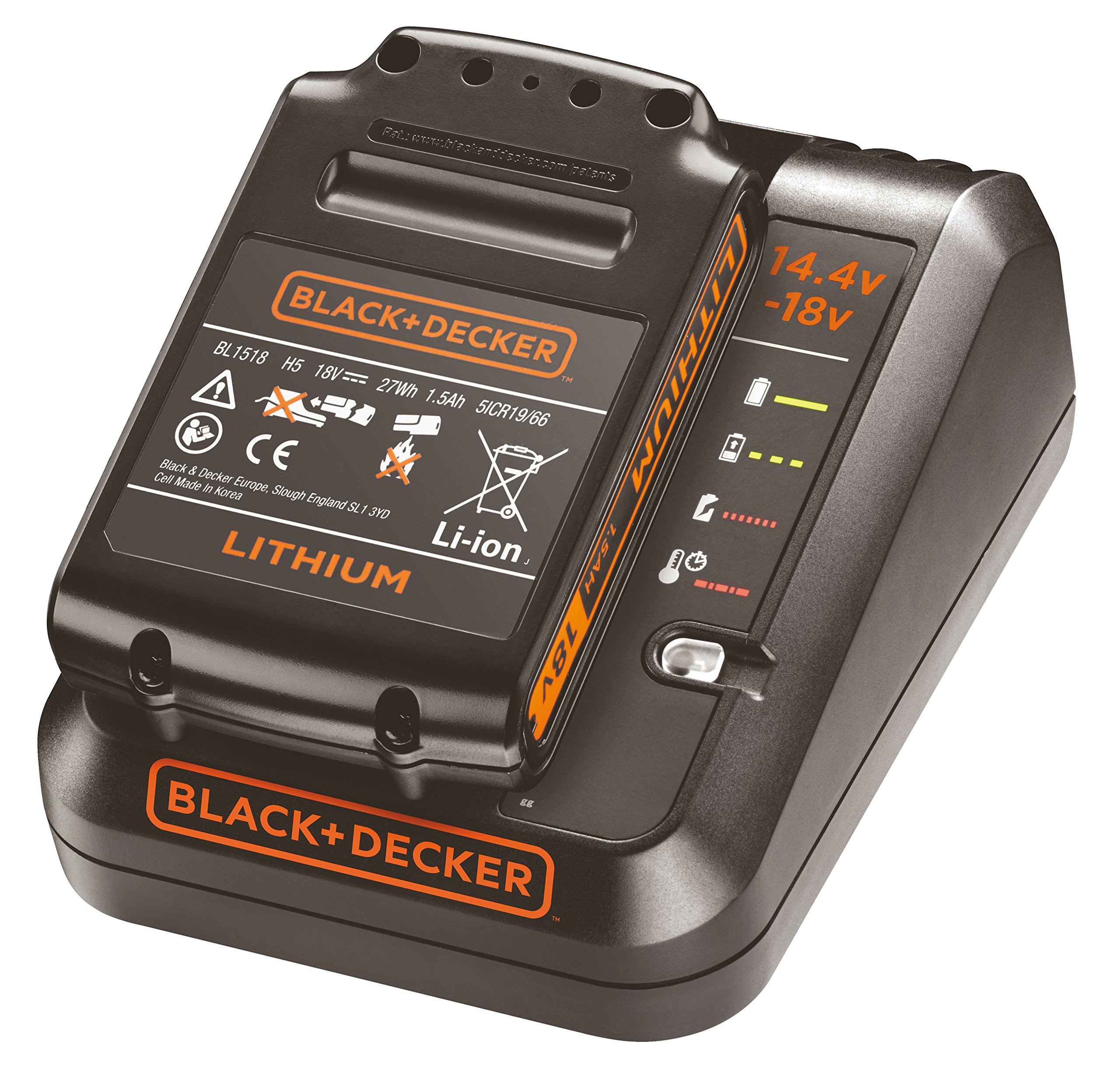 Chargeur BLACK+DECKER 18V avec Batterie Lithium-ion 1,5 Ah