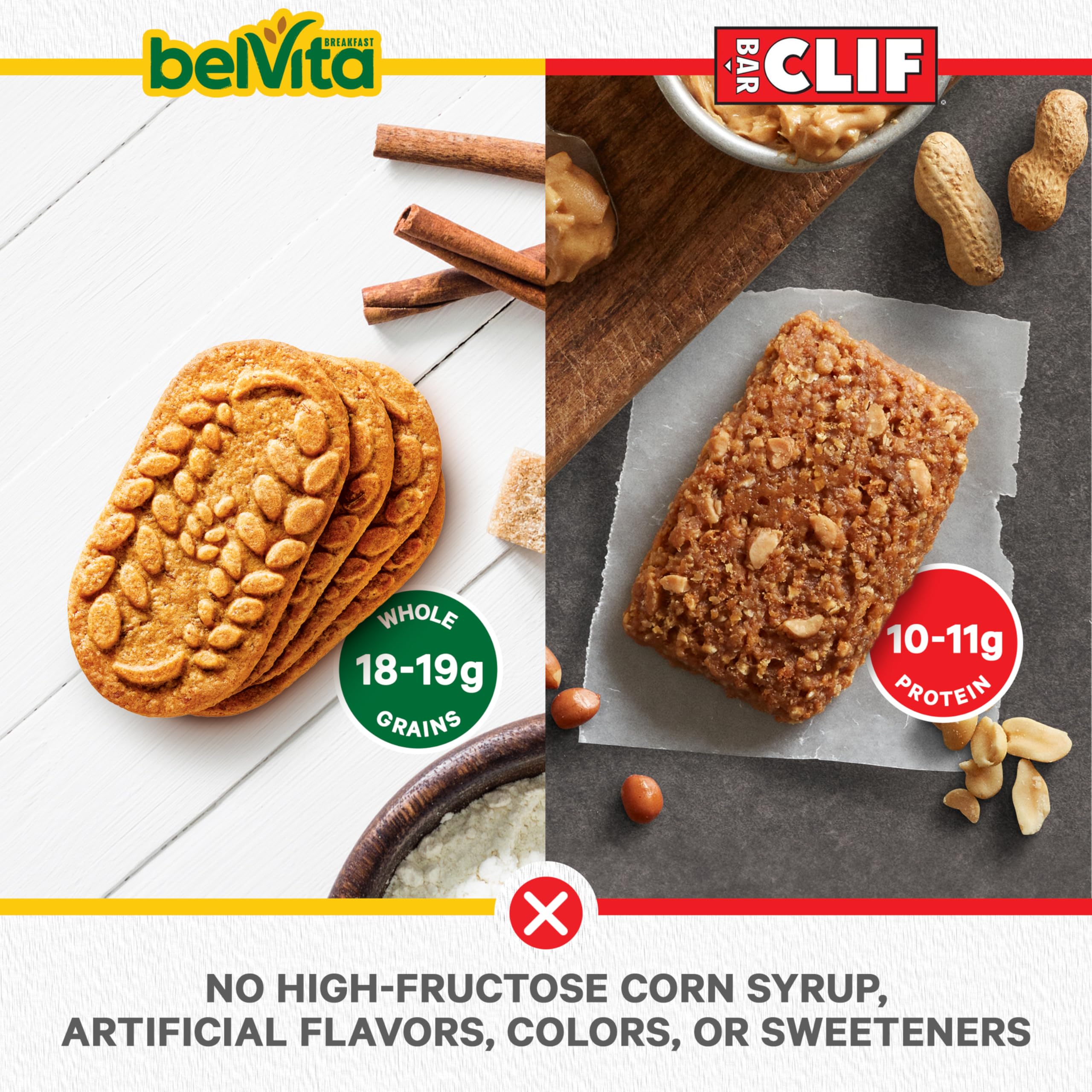 Clif Bar Energieriegel und Belvita Frühstückskekse, 4 Geschmacksrichtungen, 30 Stück