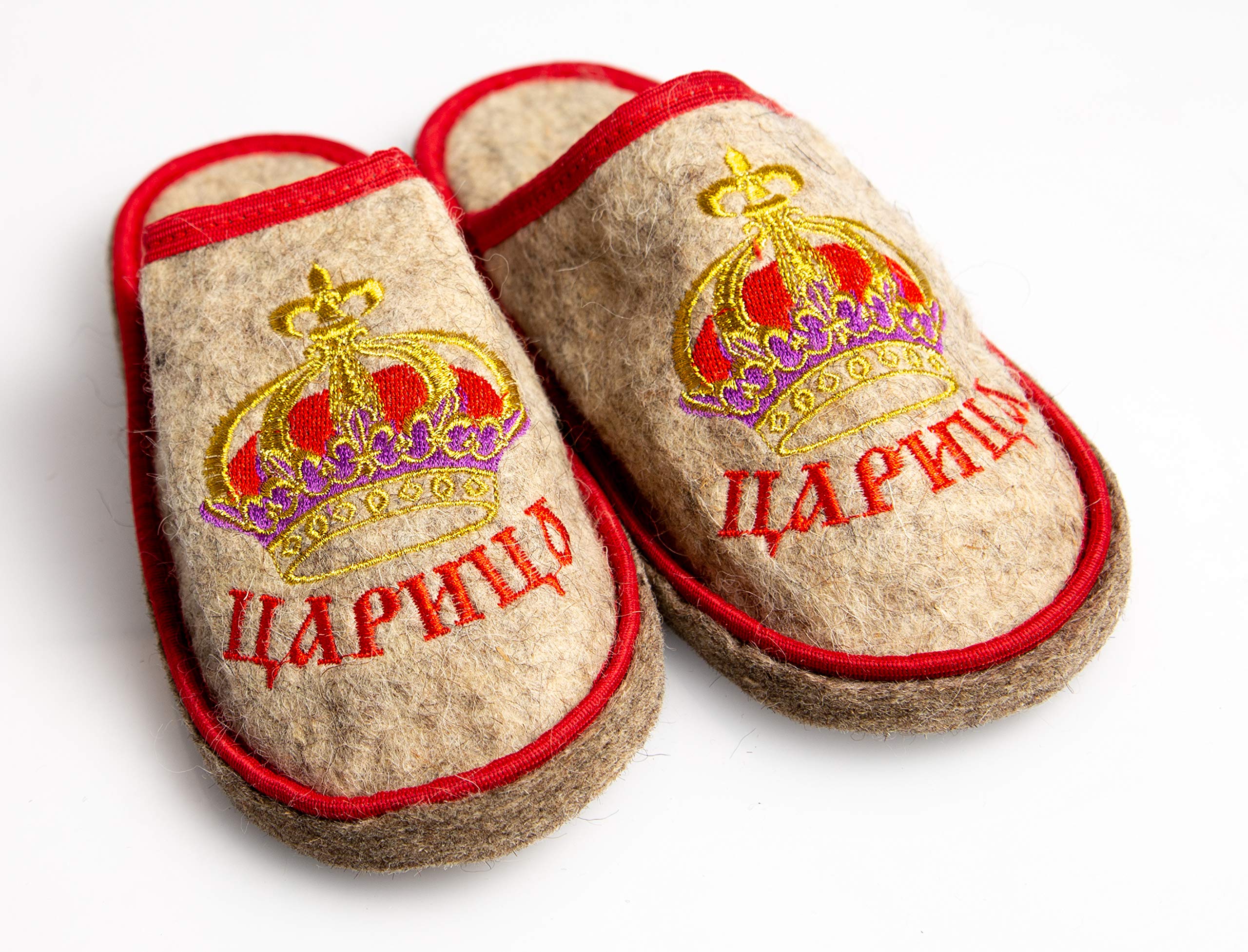 Rushnichok Sauna Slippers for Women - Russian Sauna Slippers - Sauna Female Slippers Wool - Sauna Women's Hotel Slippers Female - Russian banya Slippers - Queen - Felt Sauna Wool