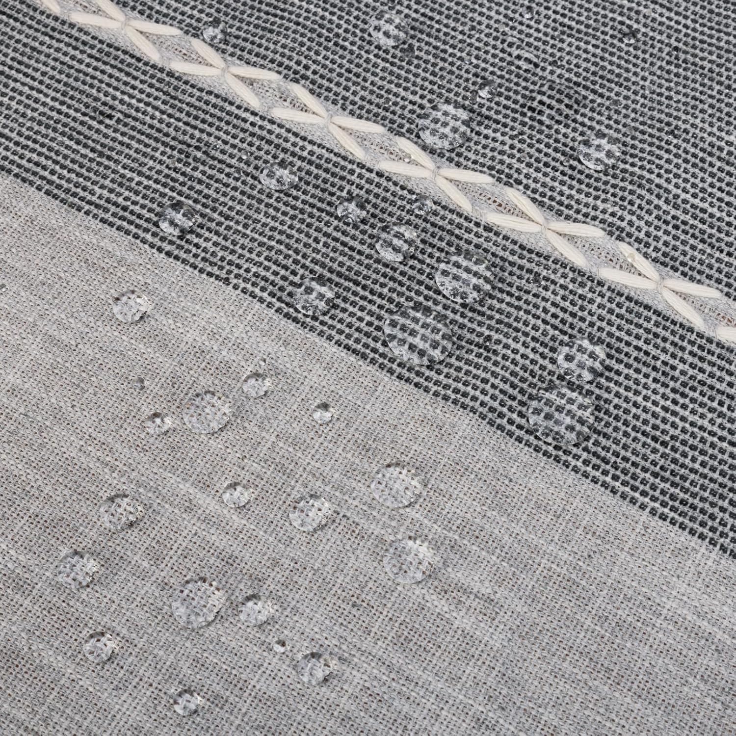 Winknowl Rustic Tablecloth, Cotton Linen Fabric Wrinkle Free Table Cloths, Washable Rectangle Table Cover Decoration for Kitchen Dinning Party for 8-10 Seats, Light Crey Lines, 55x102 Inch