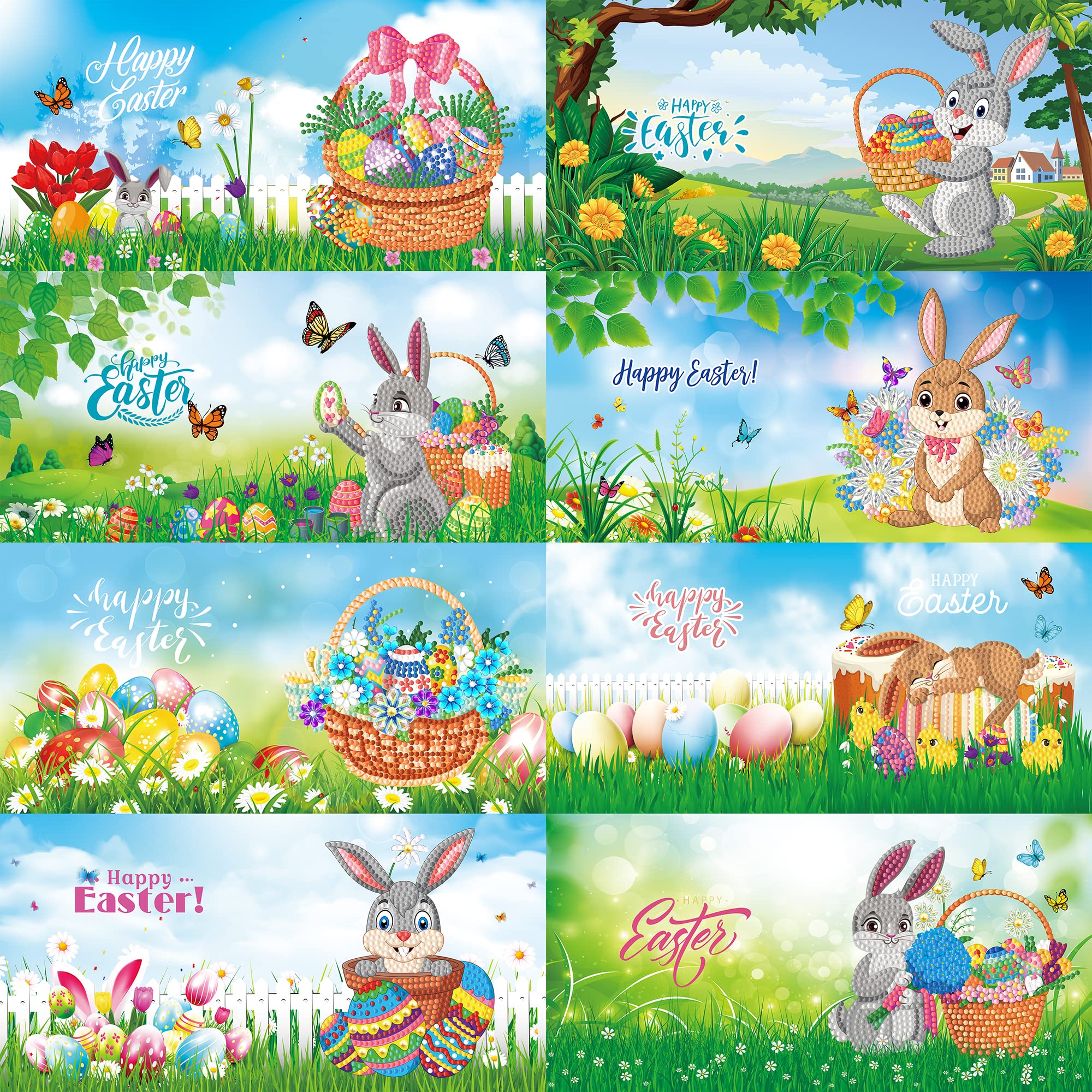 VNSTKWW 8pcs 5D DIY Diamond Painting Greeting Card - Image 2