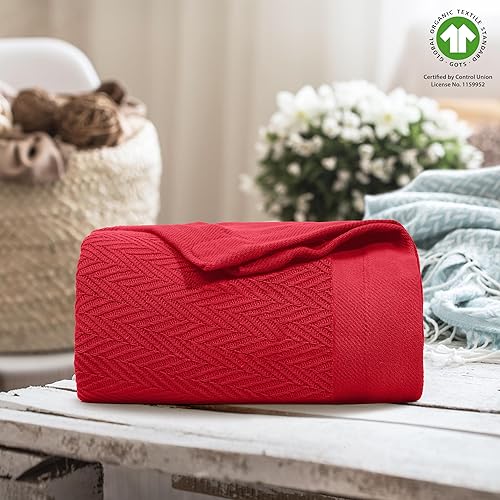 Miniatura 9 de THREAD SPREAD Manta de algodón orgánico GOTS, tamaño KingCal King  350GSM, antiestática de gran tamaño, suave y mullida, para sofá, camping y